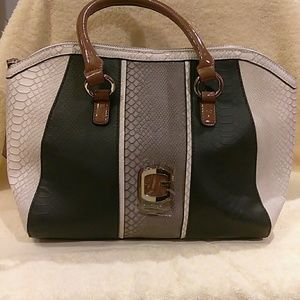 black white and tan guess bag